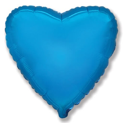 Воздушный шар, фольгированное сердце синее, 18″/46 см